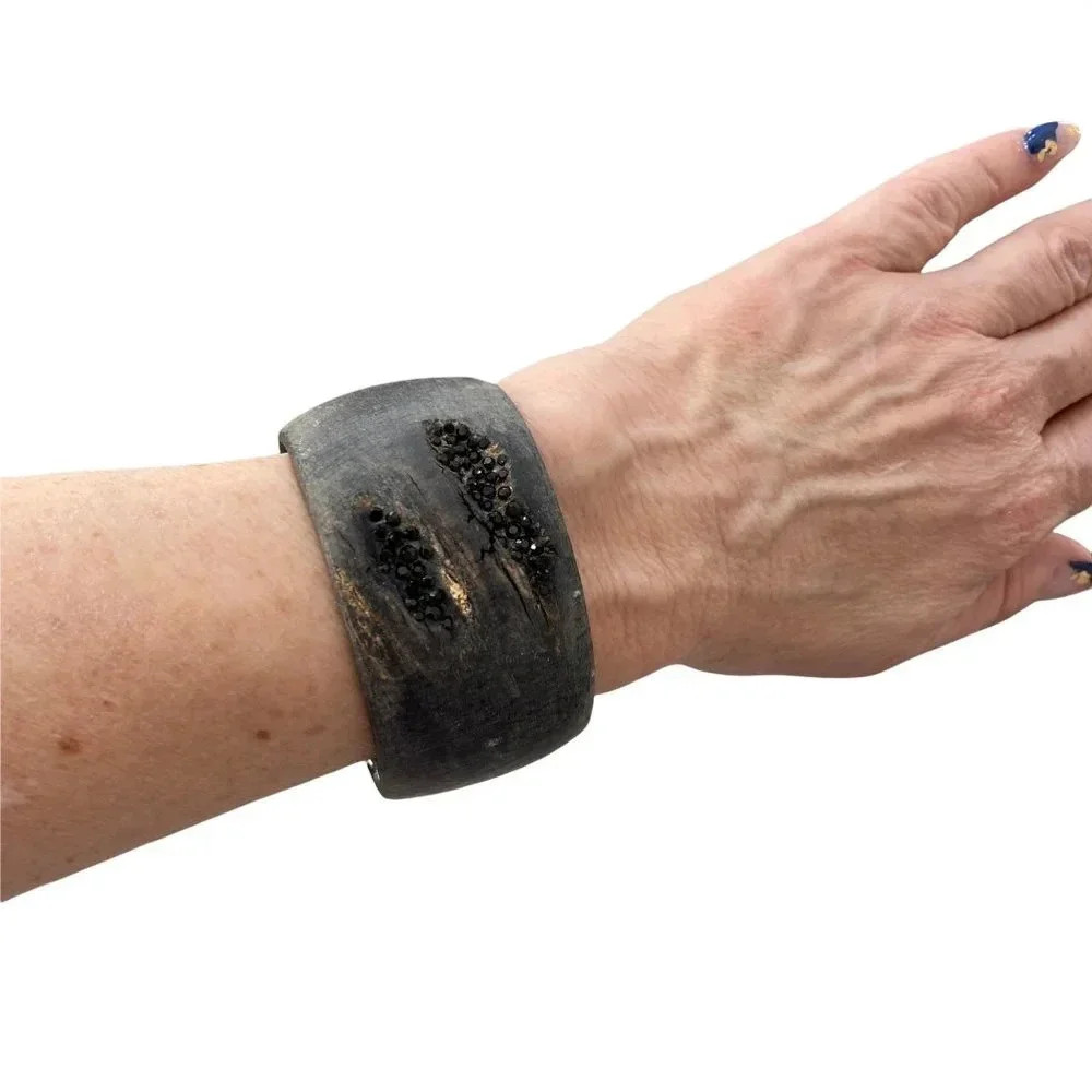 Zeffira Matte Horn Cuff Swarovski Crystal Detail